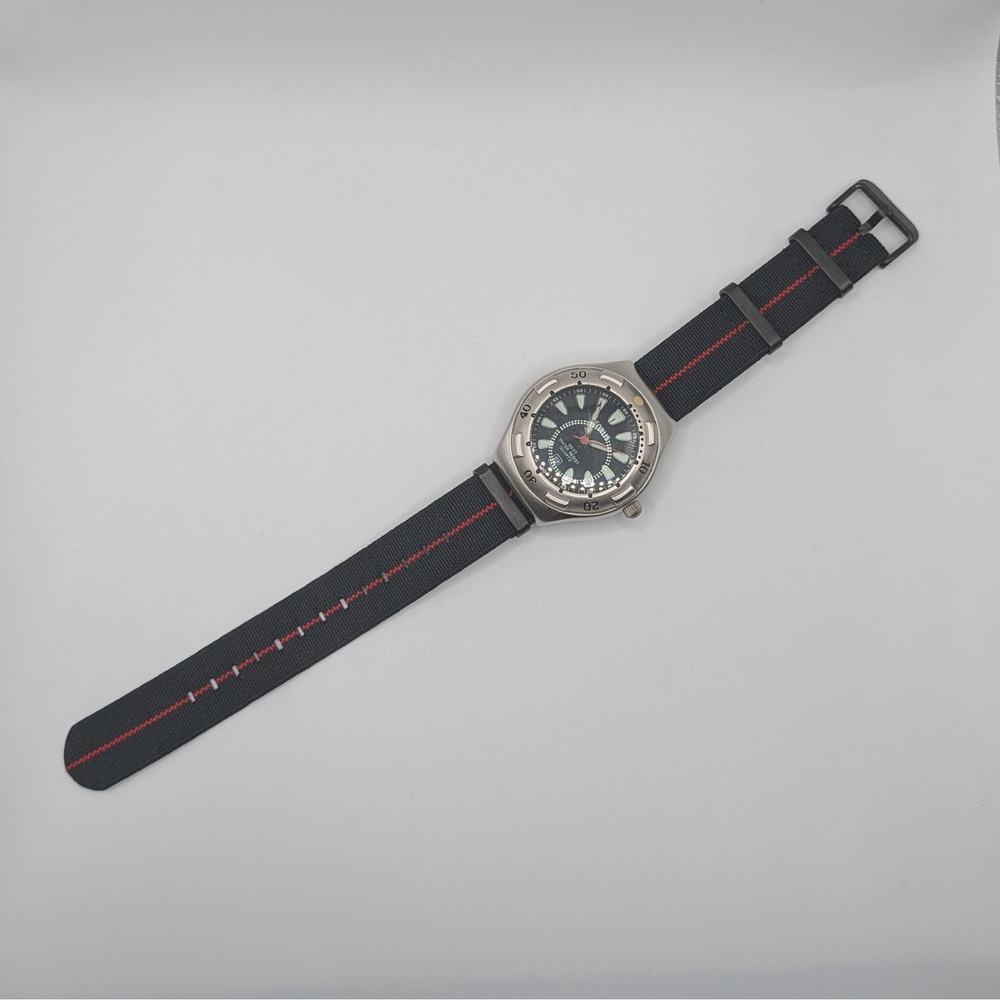 Benrus W1512 Quartz Diver Style Watch Black Dial NATO Strap 43mm Date Lume - Picture 9 of 10